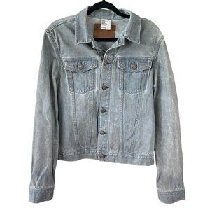 &Denim H&M Mens Trucker Jean Jacket Sz M Grunge Denim Distressed Streetwear